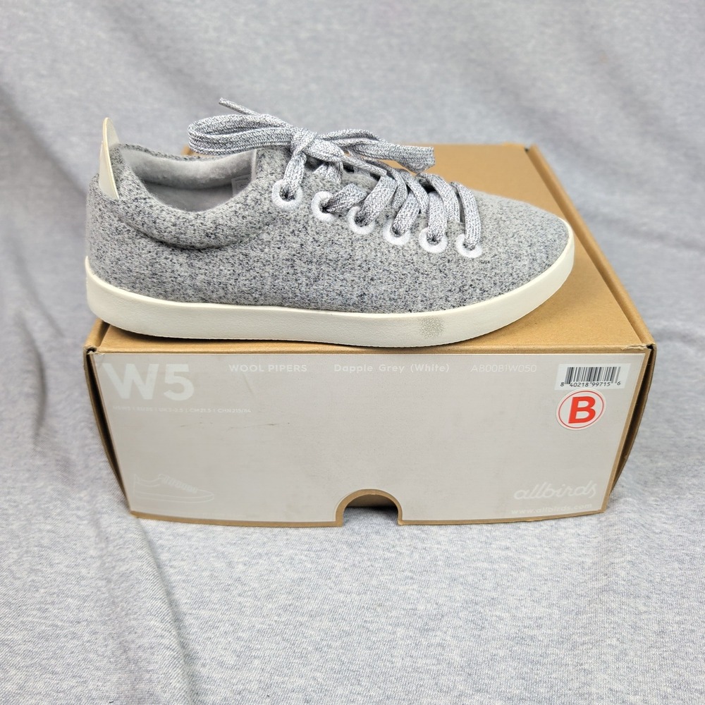 Allbirds Wool Pipers Dapple Grey White Sneakers AB00BIW050 Womens Size 5
